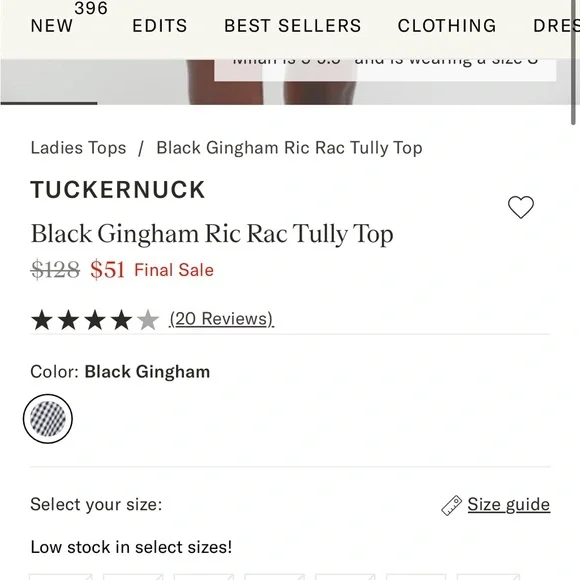 Tuckernuck Black Gingham Ric Rac Tully Top - Picture 2 of 5